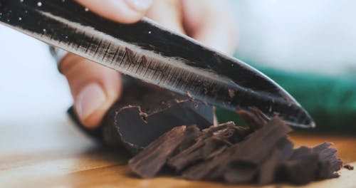 Shredding Hardened Dark Chocolate With a Knife