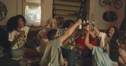 Group of Friends Having a Toast With Their Alcoholic Beverages