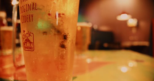 Close Up of Cider Drink at Bar