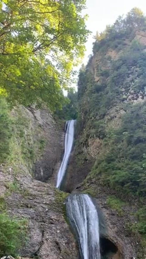 Beautiful View of Natural Cascading Waterfall