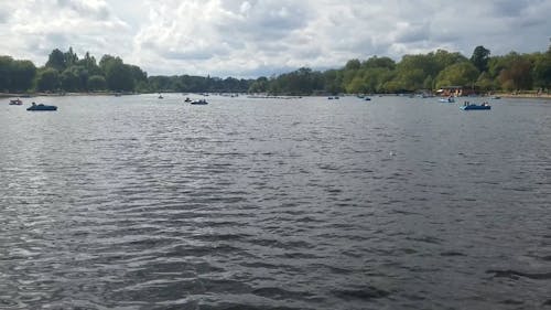 Tourists Enjoying Boating at a Beautiful Lake