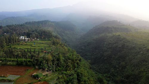 Drone Video of Agricultural Farms in Mountains