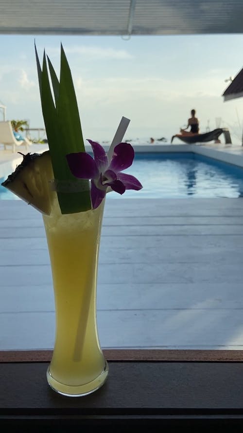 Low Angle Video Clip of a Woman by the Pool