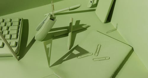 A Concept Of Green Objects Floating In The Air