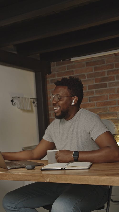 Man Having an Online Meeting