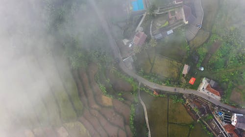 Aerial View of a Terrace Farming in the Mountains