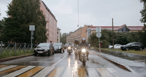 City Driving On Big Motor Bikers