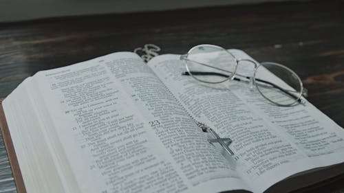 Bible, Necklace, and Glasses