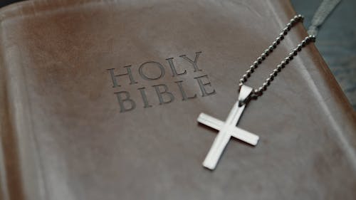 Holy Bible and Cross Necklace