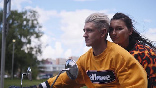 Couple Riding on a Motorcycle