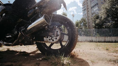 A Motor Bike Rider Tire Scratching The Ground Soil 