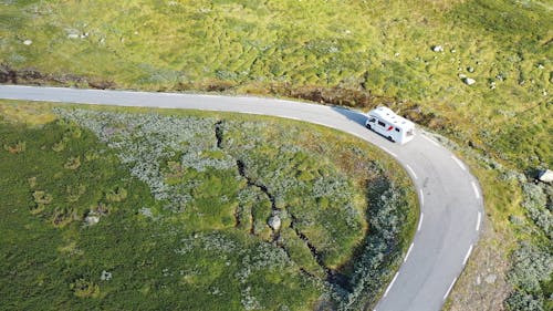 Driving A Recreational Vehicle On A Mountain Road