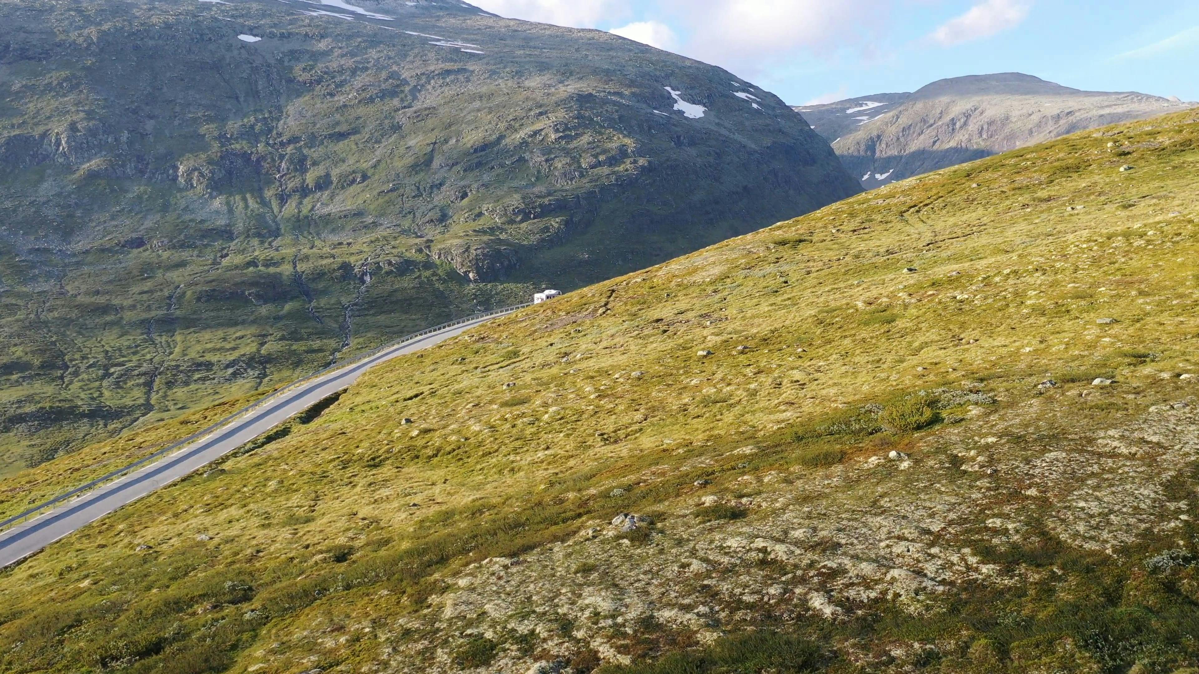 Recreational Vehicle On A Mountain Road
