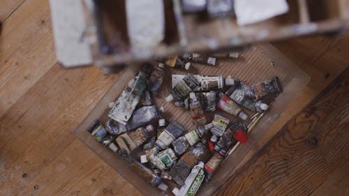 Acrylic Paint Tubes Used by an Artist