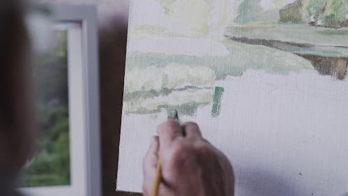 Man Painting on a Canvas