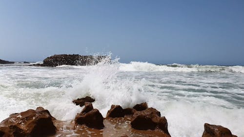 Waves Crashing on Rocks