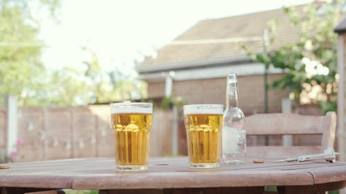 Beer Glasses on Table