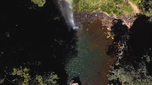 Natural Waterfall Captured with Drone Camera