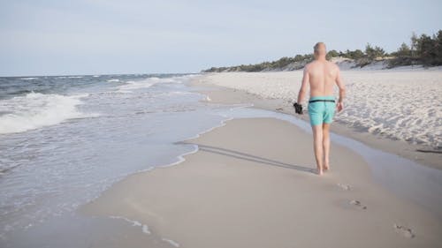 Man Walking at the Sea Shore