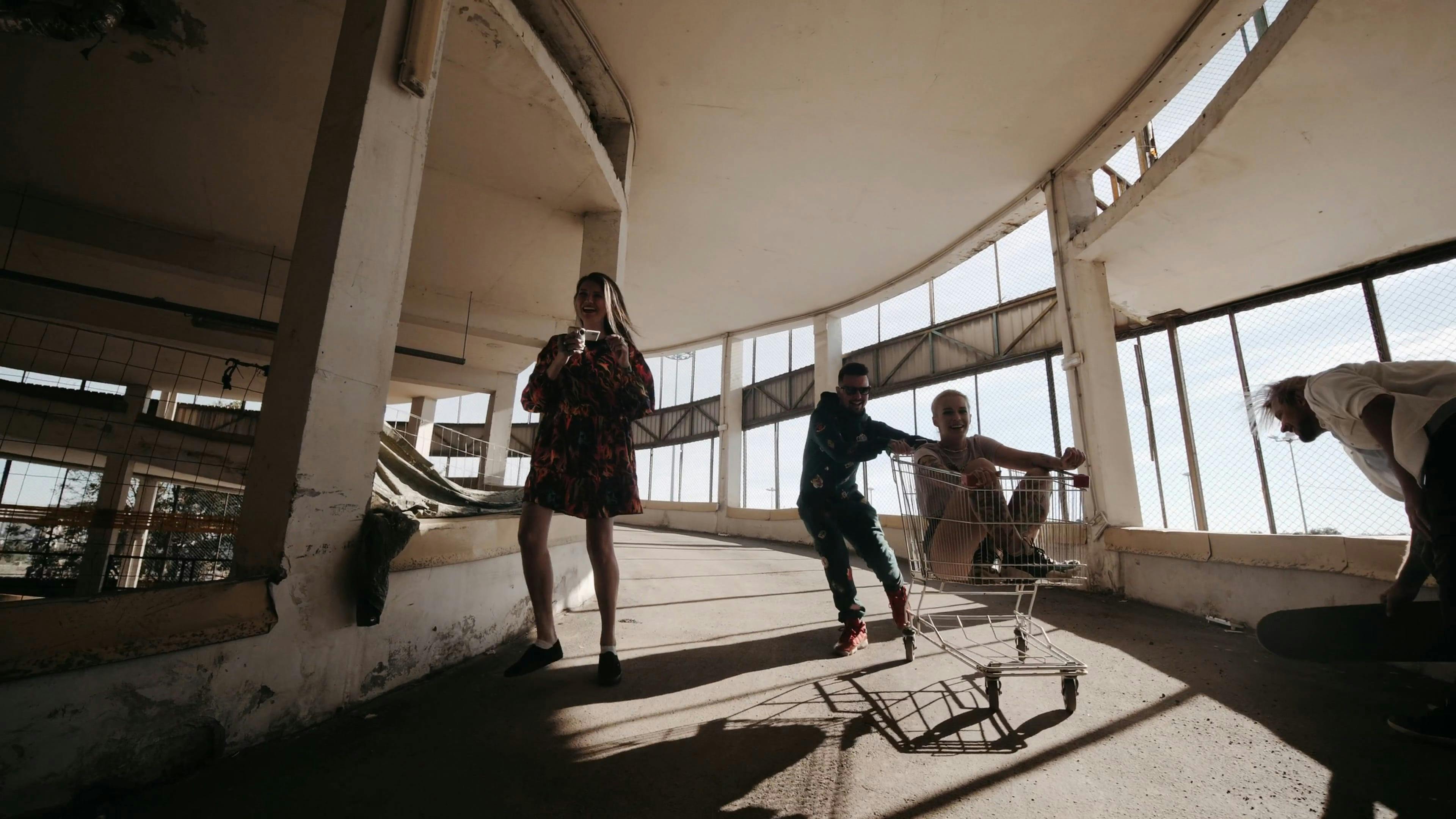 A Gang of Hipsters at a Abandoned Building · Free Stock Video