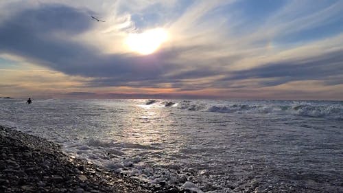 Sea Waves Coming to Shore Captured with Time Lapse