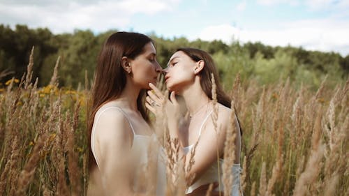 Couple Kissing in the Field