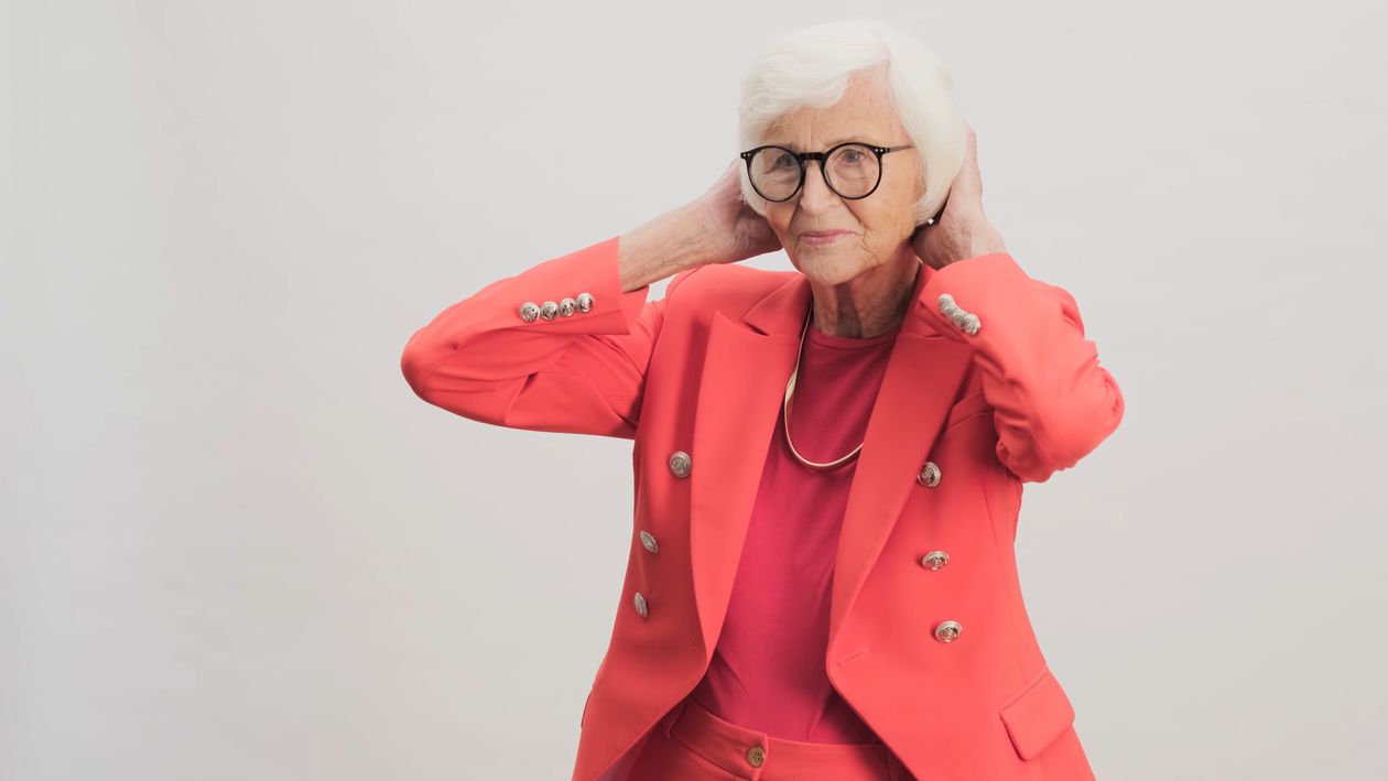 Fashionable Elderly Woman Looking at Camera Free Stock Video Footage ...