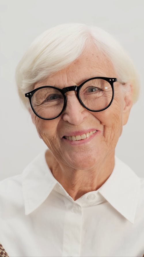 Headshot of Cheerful Old Aged Woman