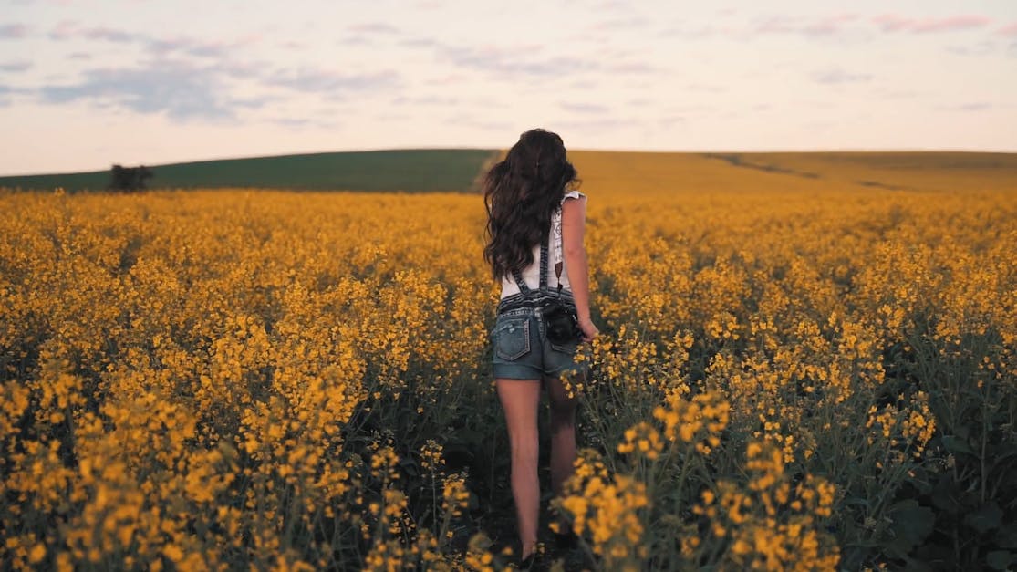 Woman Running on the Flower Field · Free Stock Video