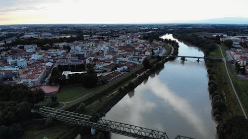 Aerial View of a City by the River