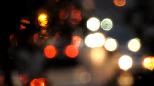 Blurred Bokeh Effect Traffic on the Road at Night