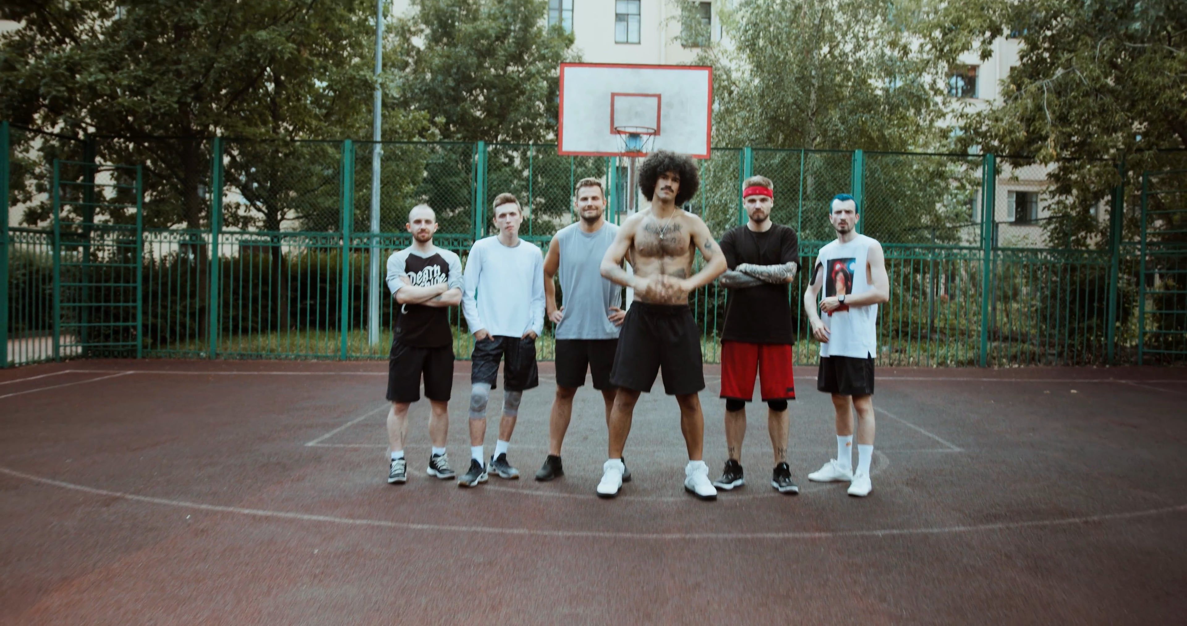 Basketball Players Posing · Free Stock Video