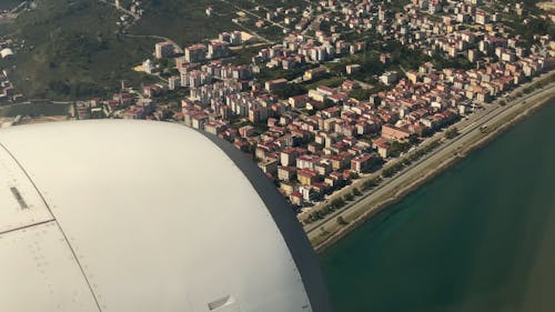 View of a City from a Plane Window