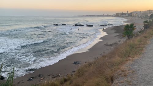 Evening Waves Near Beach Shore