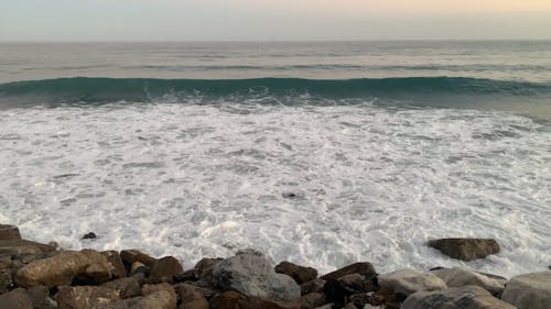 Ocean Waves Hitting Rocky Shore
