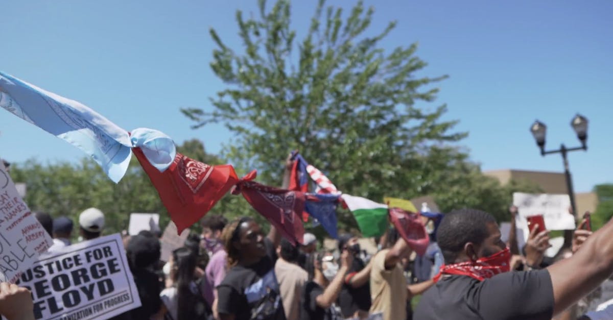 Protesters Raising Banners and Bandannas at a Rally Free Stock Video ...