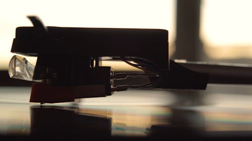 Close-Up Video of a Vintage Turntable Spinning