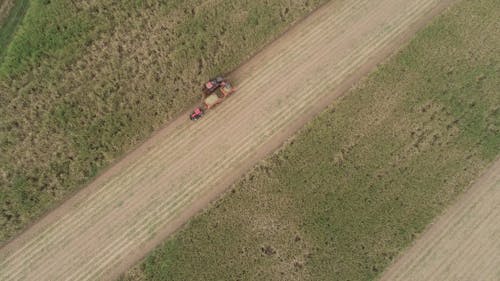 Aerial Footage of a Machine Harvesting