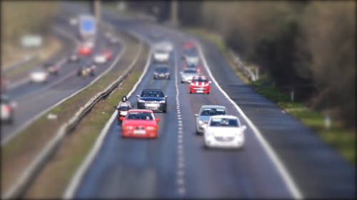 Tilt Shift Video of a Busy City Traffic