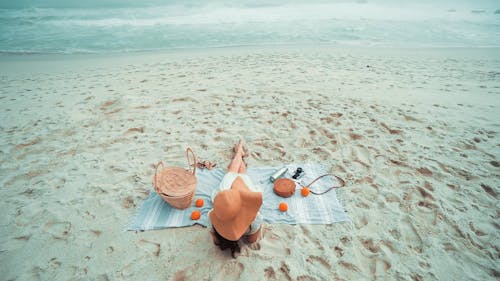 Woman Chilling at a Beach