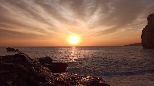 Beautiful Sunset on Beach Horizon