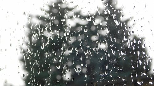 Raindrops on Window Glass Close up