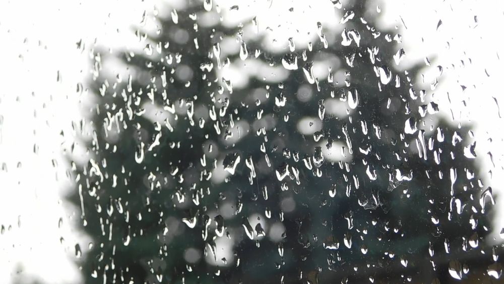 Window Drippings Close-up Of Raindrops Dripping Down A Glass Window On A Rainy Day ...