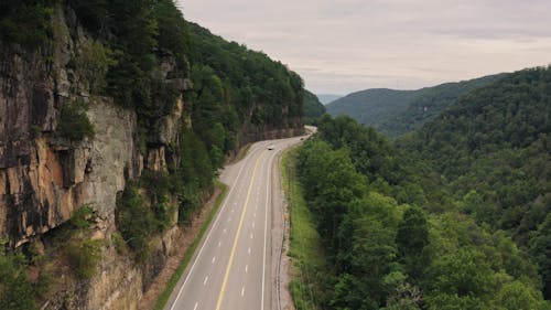 Drone Footage Of A Mountain Curvy Road