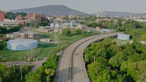 Drone Footage of Vehicles Traveling on Freeway