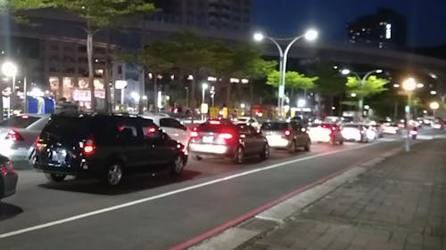 Vehicles on the Road at Night