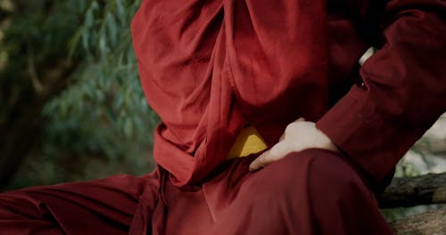 A Monk Practicing Pranayama Breathing