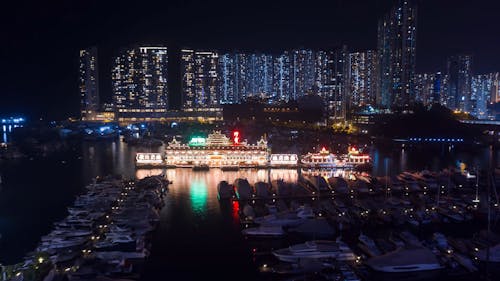 Aerial Footage of a City at Night