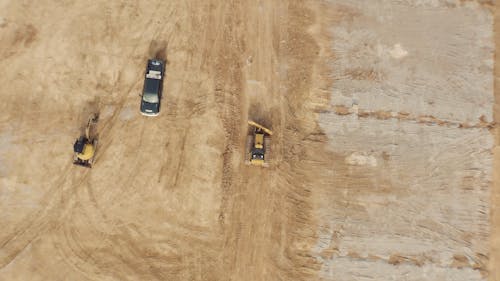 Aerial View of Machinery on a Construction Site