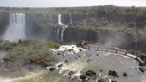 Tourist on the Waterfalls View Deck 